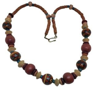 Vintage Wooden Handmade Native Ethnic Necklace